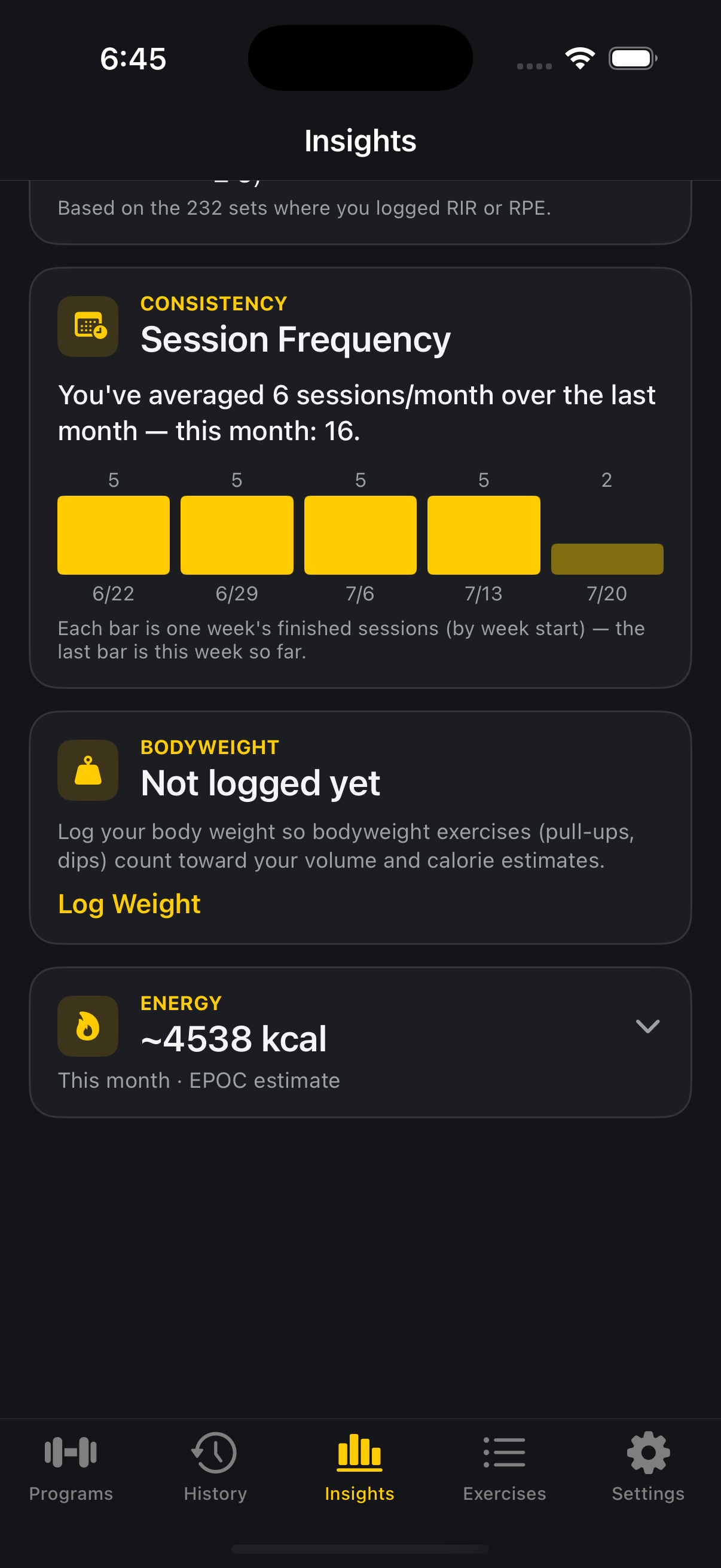 Loadex Coach insight card noting that heavy reliance on leg isolation is stalling lower-body strength progress